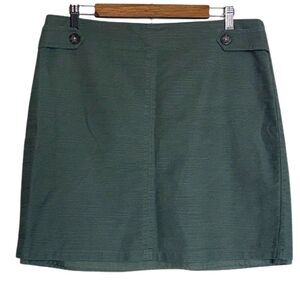Ann Taylor Mini A Line Skirt Womens 12 Textured Zip Career Business Lined Green